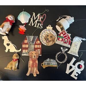 Lot of 14 Christmas Ornaments – Dog Lovers & New Home Theme (Hallmark/Mixed)